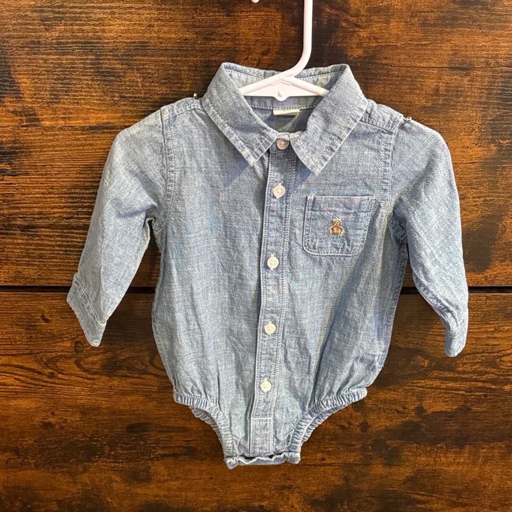 GAP Chambray Long-Sleeve Baby Bodysuit